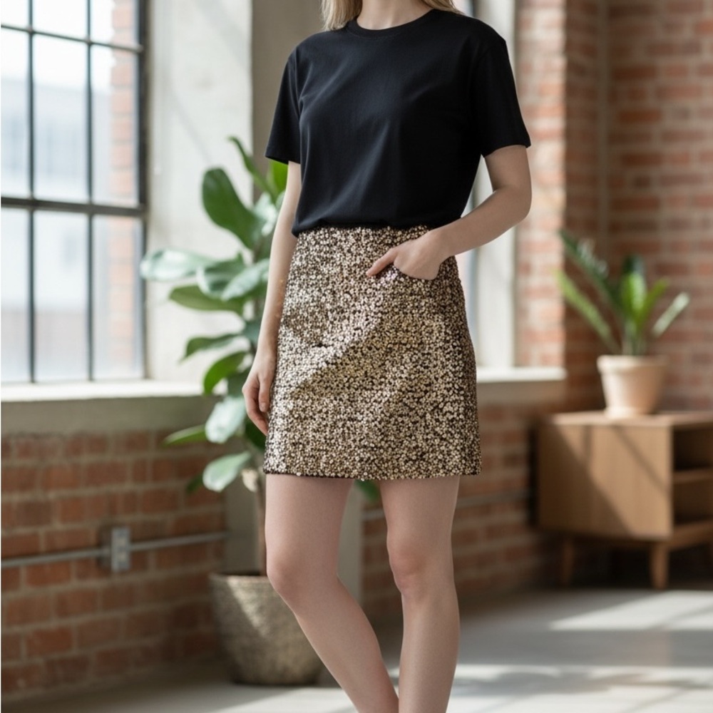 Anna kaci gold sequin mini skirt size /small party/ night /out.